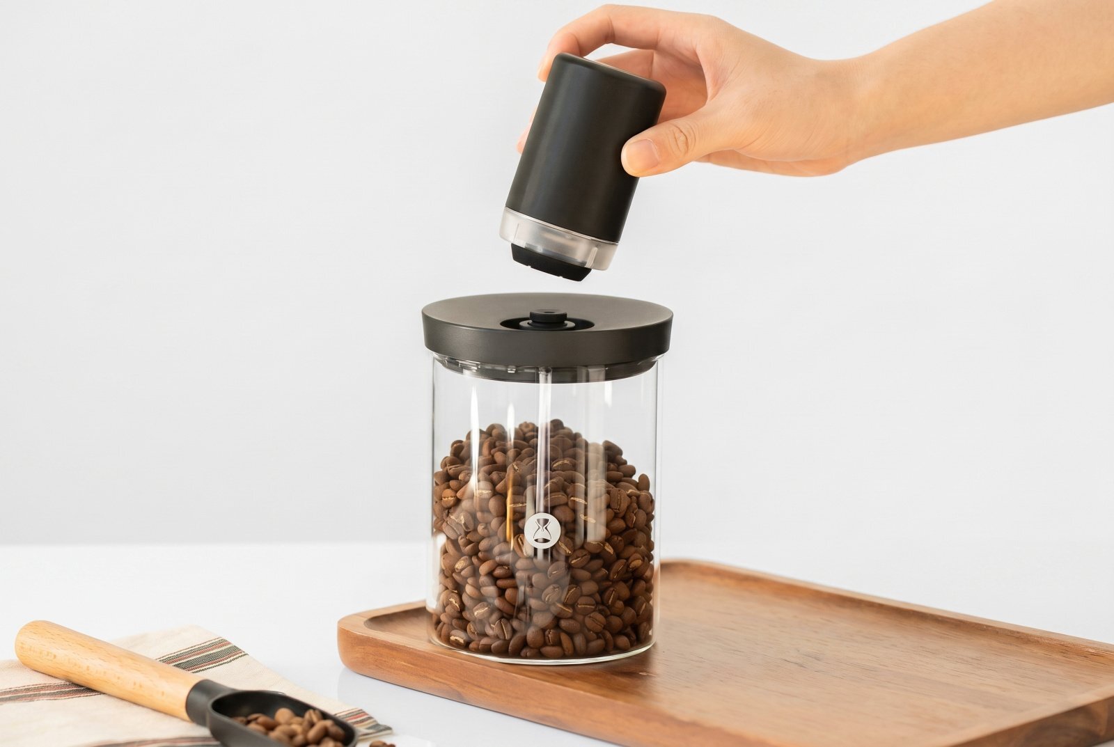 Timemore Glass Canister 2.0, вакуумный контейнер для хранения кофе, 800 мл свежеобжаренный кофе