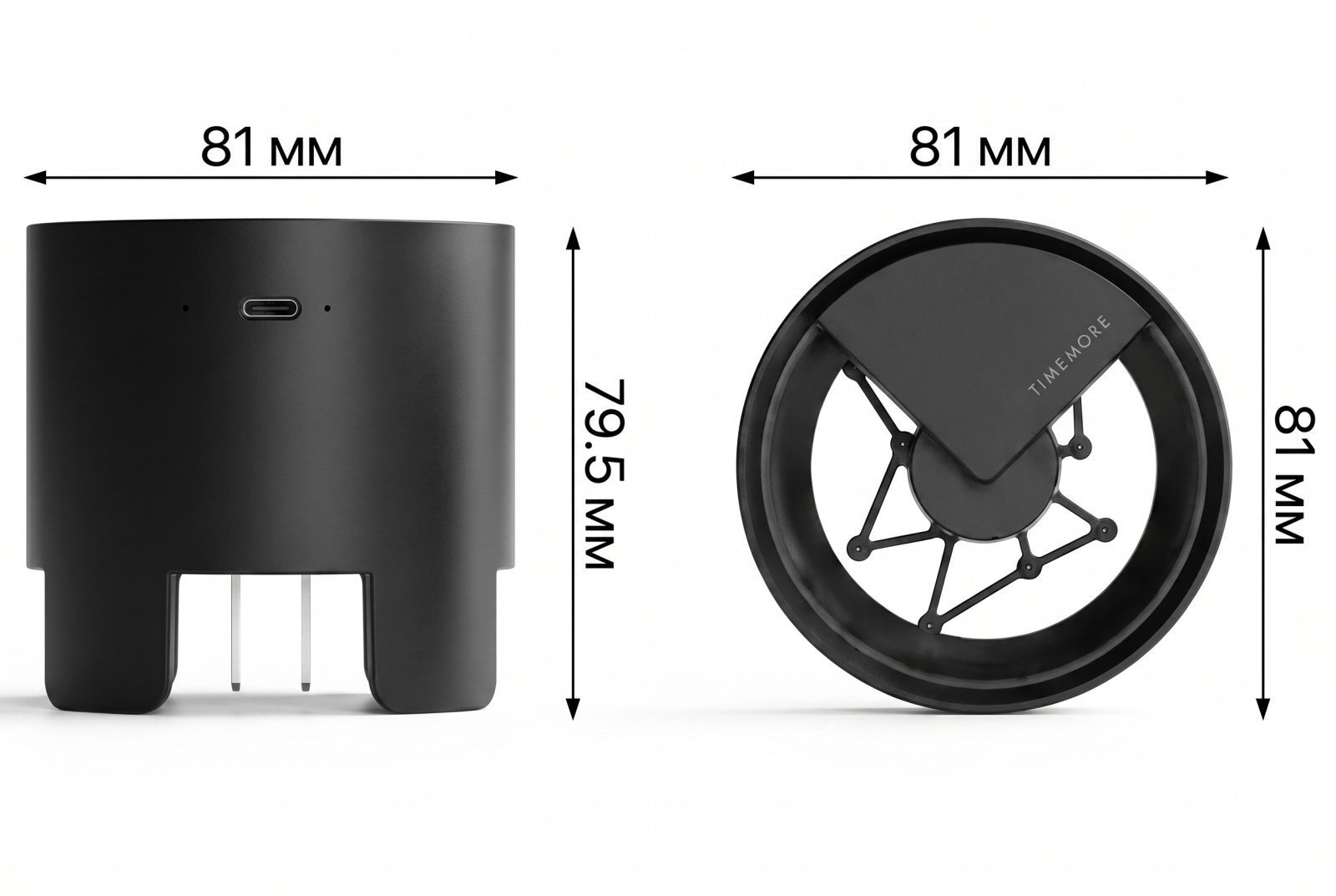 Разравниватель Timemore Autospin автоматический игольчатый, аккумуляторный USB-C, черный свежеобжаренный кофе